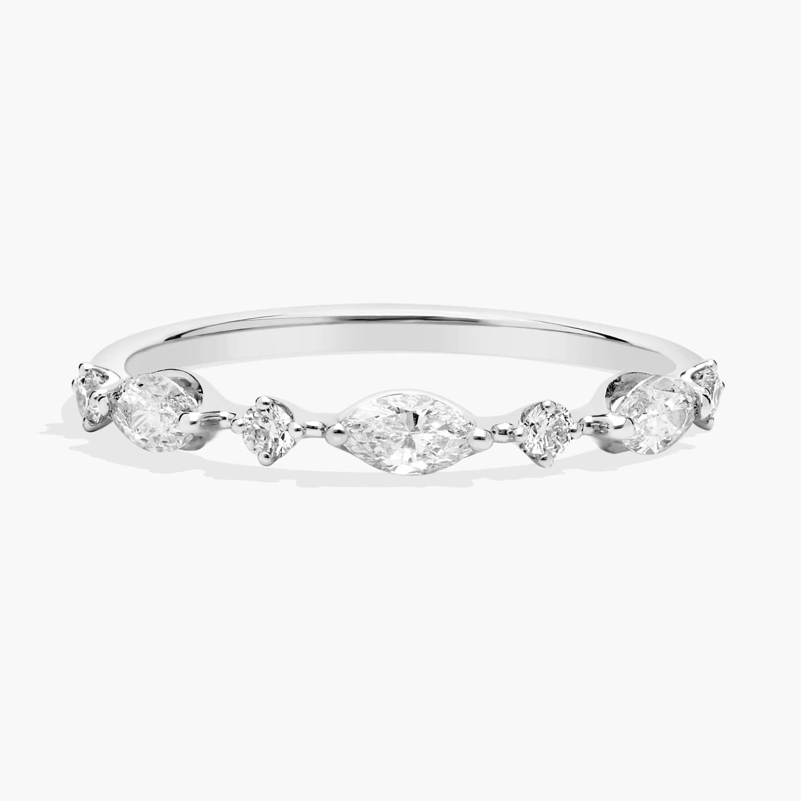 0.39ct Marquise & Round Alternating Diamond Band | 10K Gold