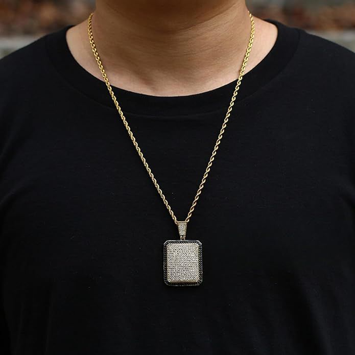5.6ct Lab Diamond Rectangle Pendant | IGI Certified VS & VS2 Onyx | 10K Yellow Gold