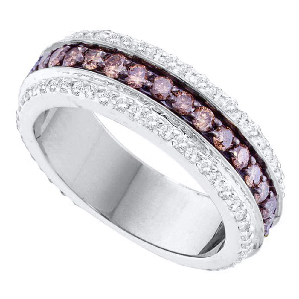 1.4ct Cognac Lab Diamond Band Ring | Round VS2+ | 10K White Gold