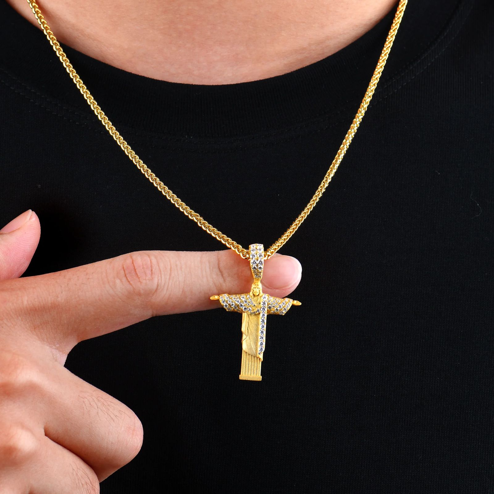5.5ct Lab Diamond Christ Redeemer Pendant | IGI Certified | 10K Yellow Gold