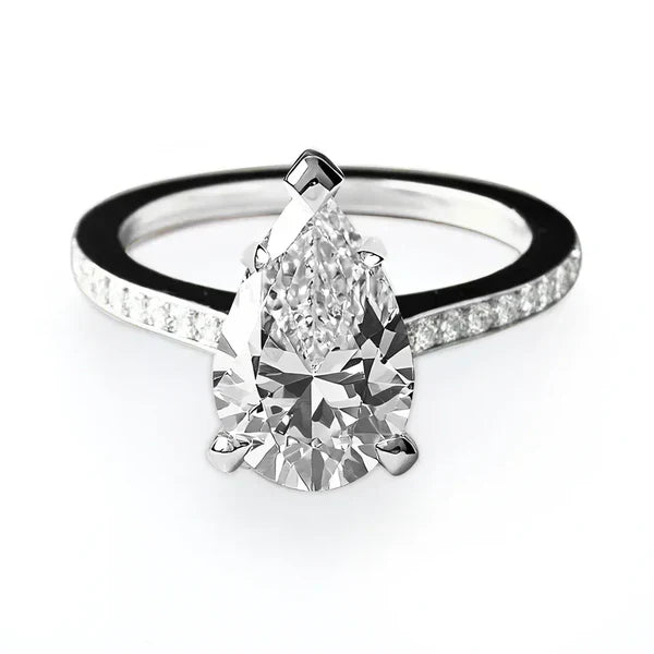 2ct Pear Cut Lab Diamond Halo Engagement Ring | VS2 | 10K Yellow Gold