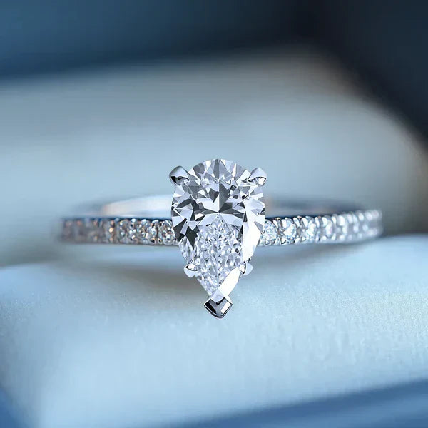 2ct Pear Cut Lab Diamond Halo Engagement Ring | VS2 | 10K Yellow Gold