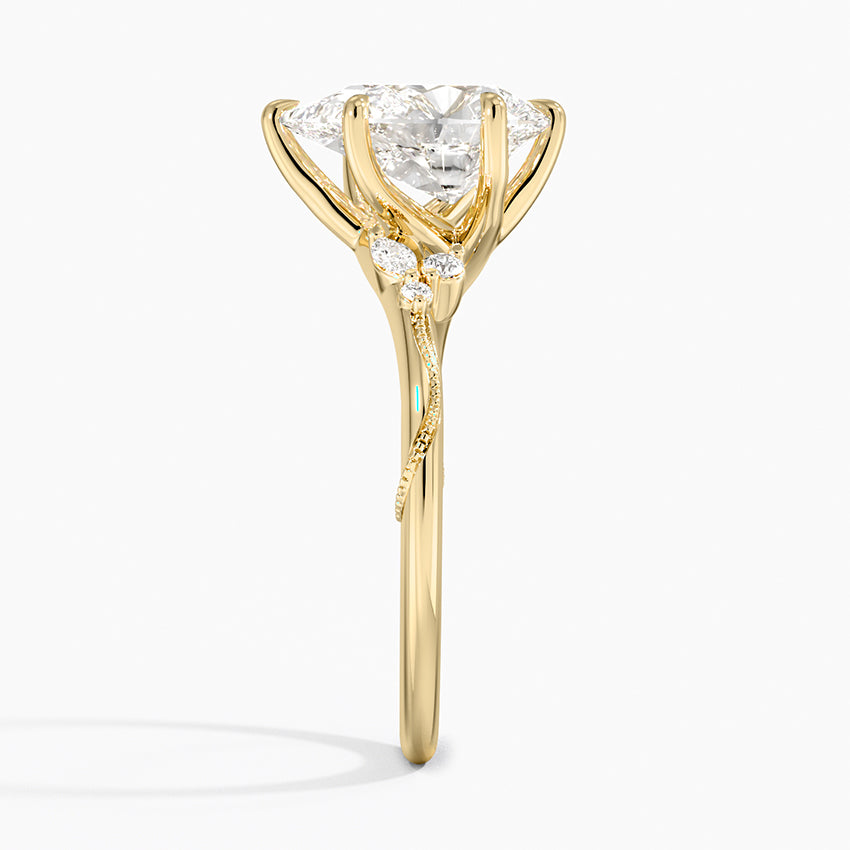 2ct Lab Diamond Ring | Pear Nature Vine | Marquise Accents | 10K White Gold | Engagement