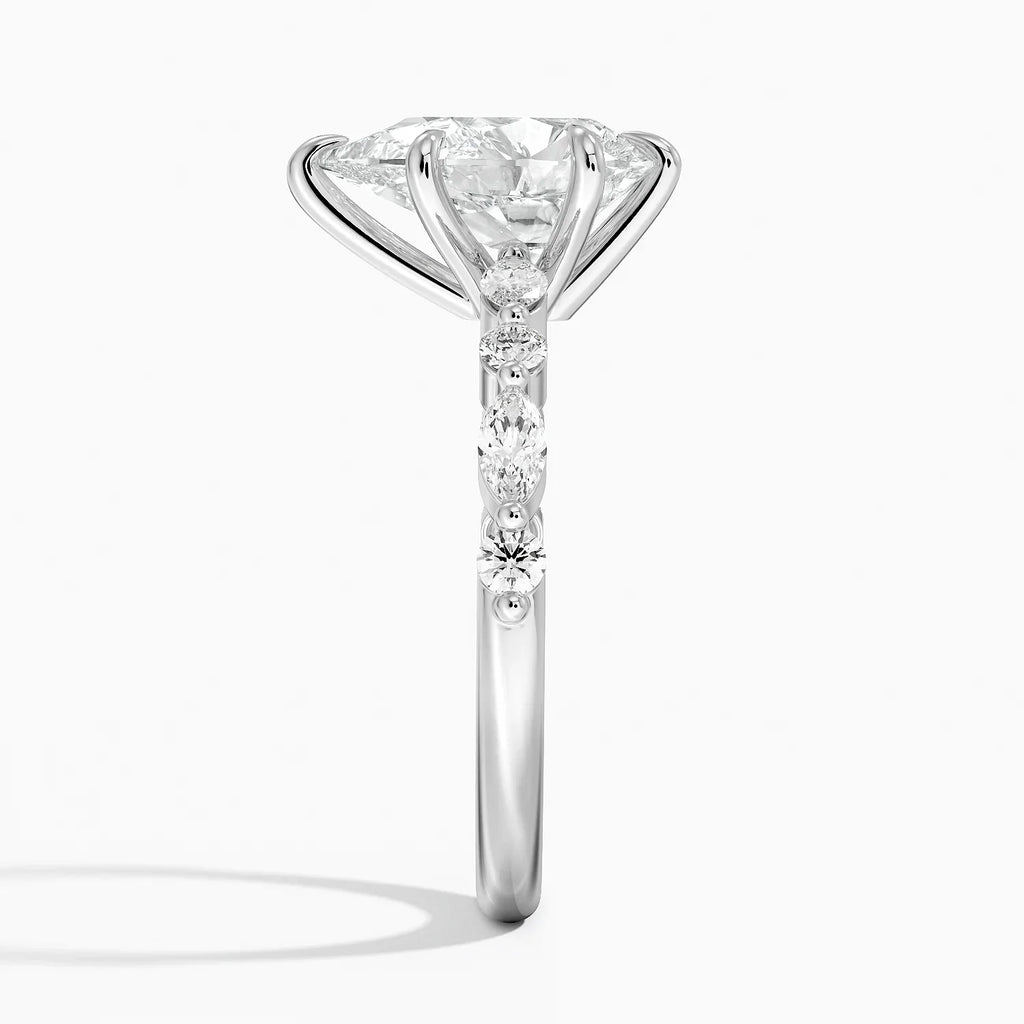 2.5ct Lab Diamond Ring | Pear Vine Design | IGI Certified | 10K White Gold | Engagement