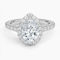 2.5ct Lab Diamond Halo Ring | Pear Cut | IGI Certified | 10K White Gold