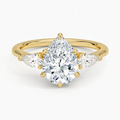 2ct Lab Diamond Ring | Pear with Pear Sides | IGI Certified DEF VS+ | 10K White Gold