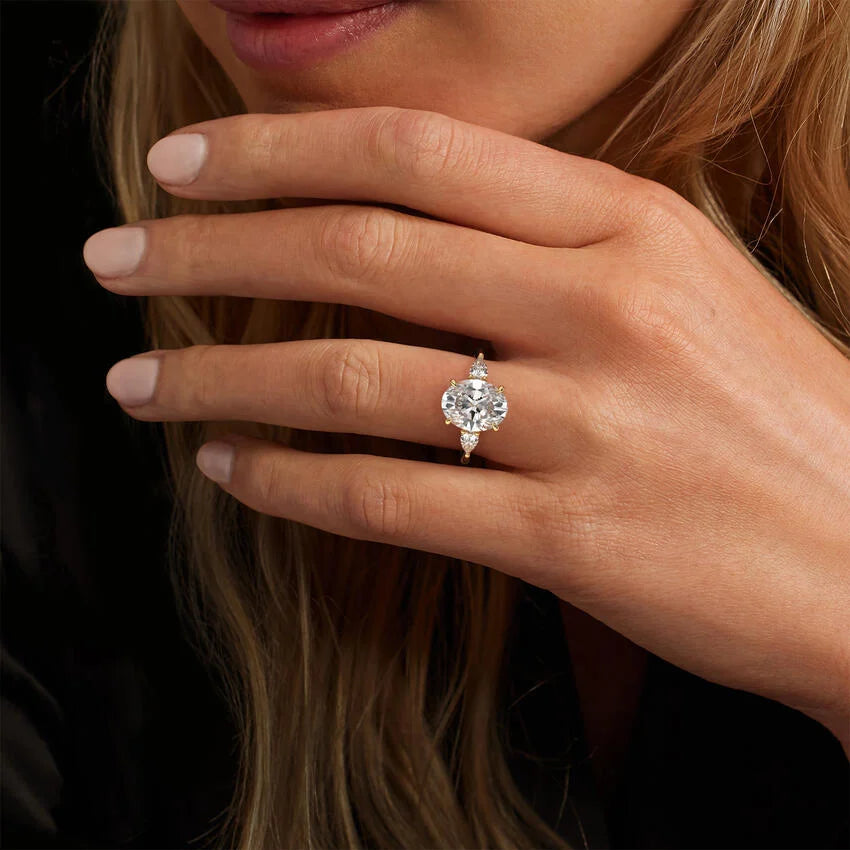 2ct Lab Diamond Ring | Pear with Pear Sides | IGI Certified DEF VS+ | 10K White Gold