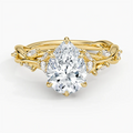 2ct Lab Diamond Ring | Pear Vine | IGI Certified DEF VS+ | 10K White Gold | Engagement
