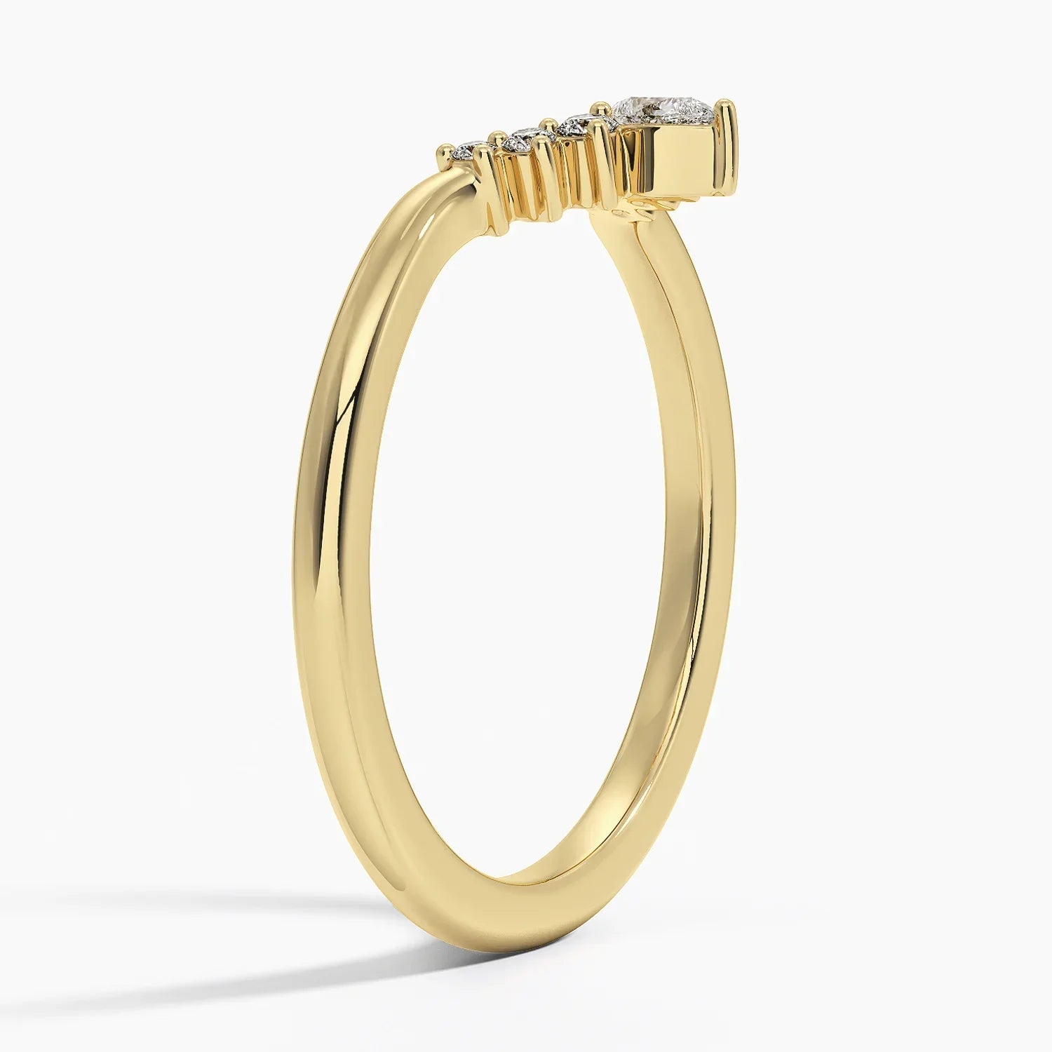 1ct Lab Diamond Ring | Crescent Contour | IGI Certified | 10K White Gold | Wedding Band