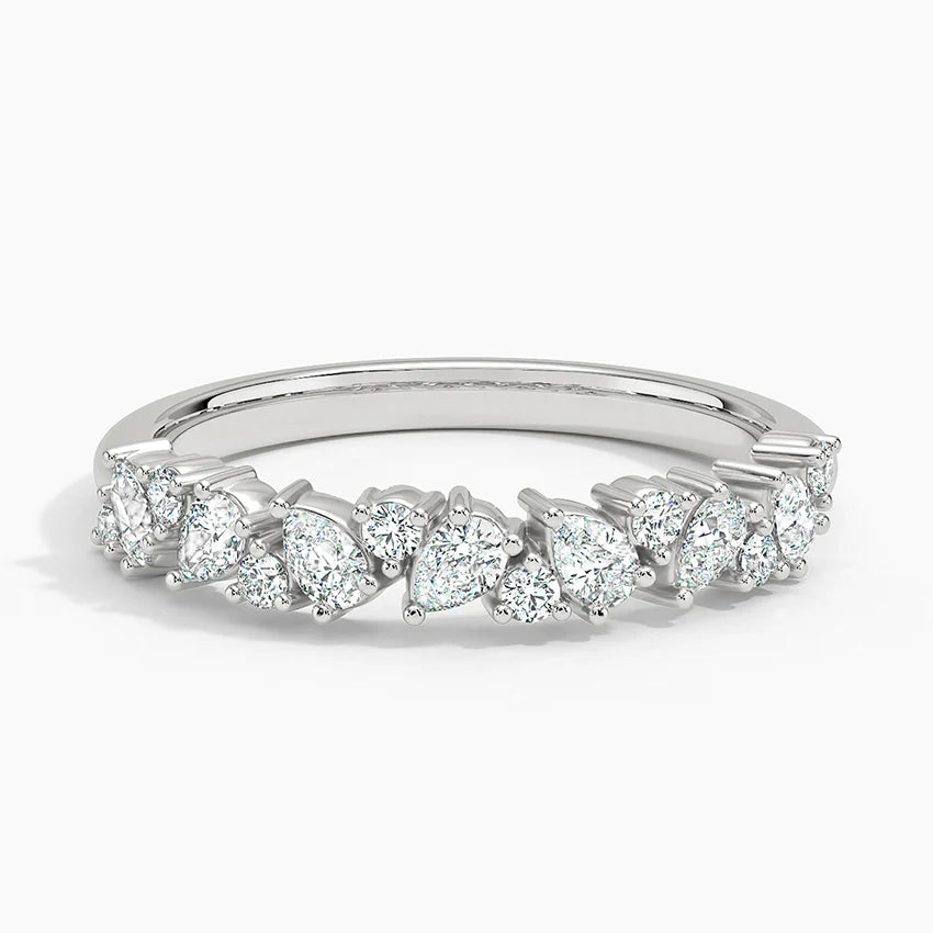 2ct Lab Diamond Ring | Pear & Round Cluster | IGI Certified | 10K White Gold