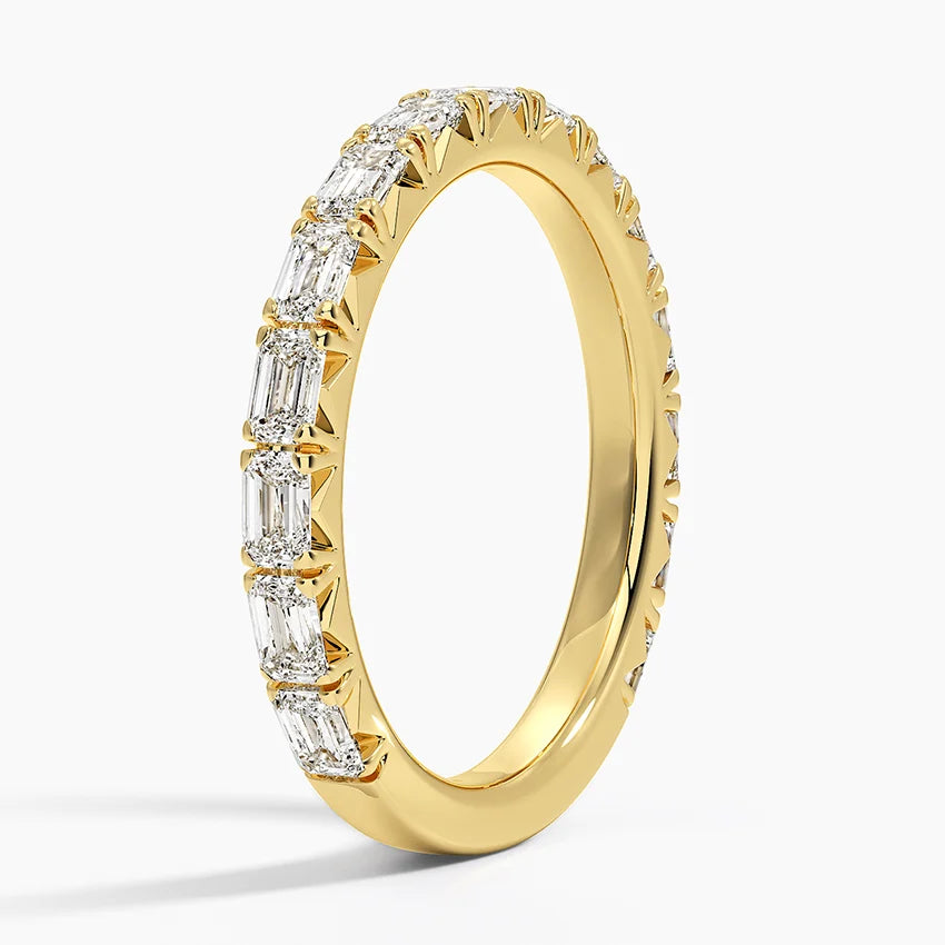 2ct Lab Diamond Ring | Emerald Half Eternity | IGI Certified | 10K White Gold