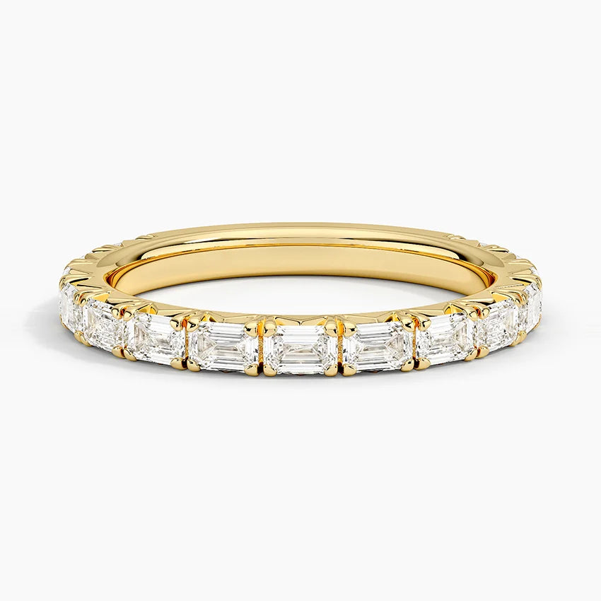 2ct Lab Diamond Ring | Emerald Half Eternity | IGI Certified | 10K White Gold