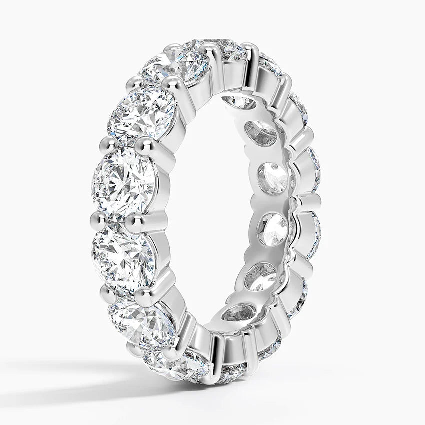 8ct Lab Diamond Eternity Band | Round Shared Prong | IGI Certified VS+ DEF | 10K White Gold