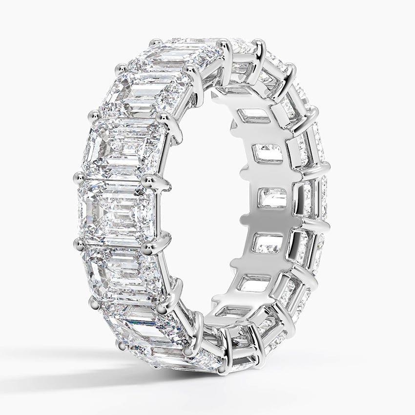 8ct Lab Diamond Eternity Band | Emerald Shared Prong | IGI Certified | 10K White Gold