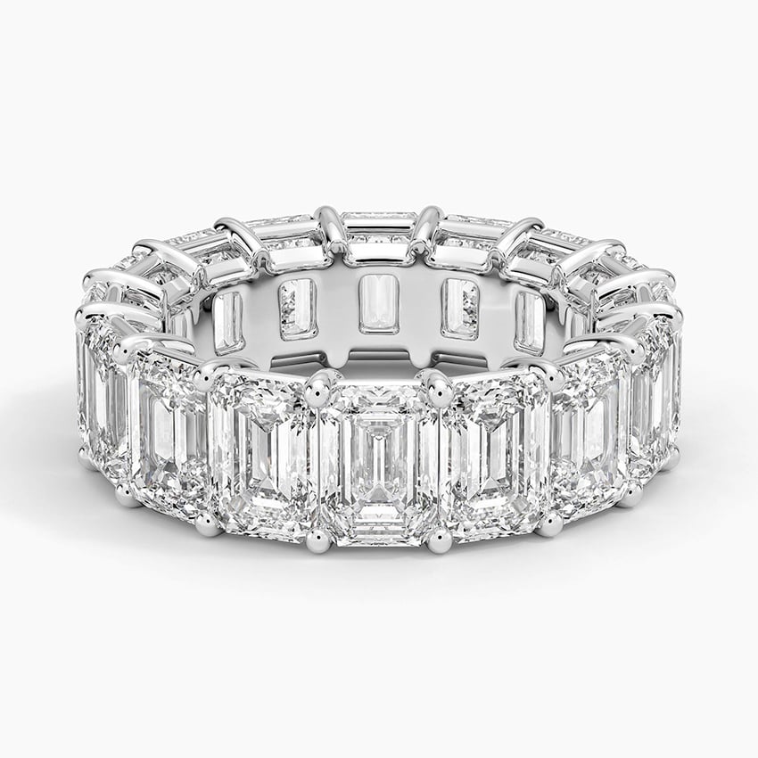 8ct Lab Diamond Eternity Band | Emerald Shared Prong | IGI Certified | 10K White Gold