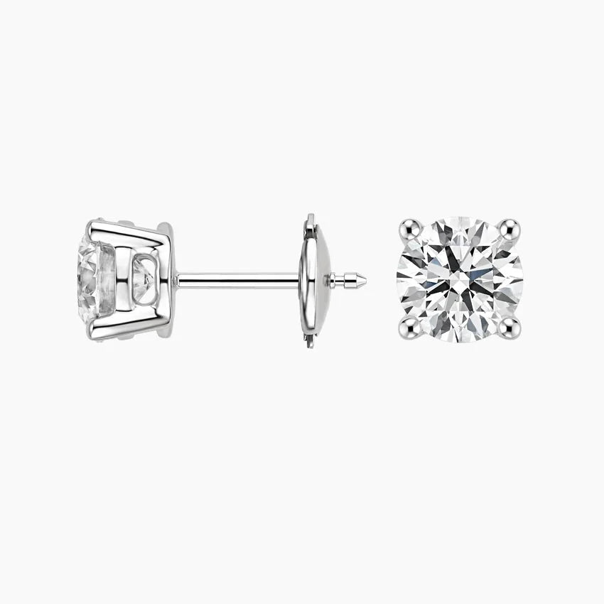 1ctw Lab Diamond Stud Earrings | Round Cut | IGI Certified VS DEF | 10K White Gold