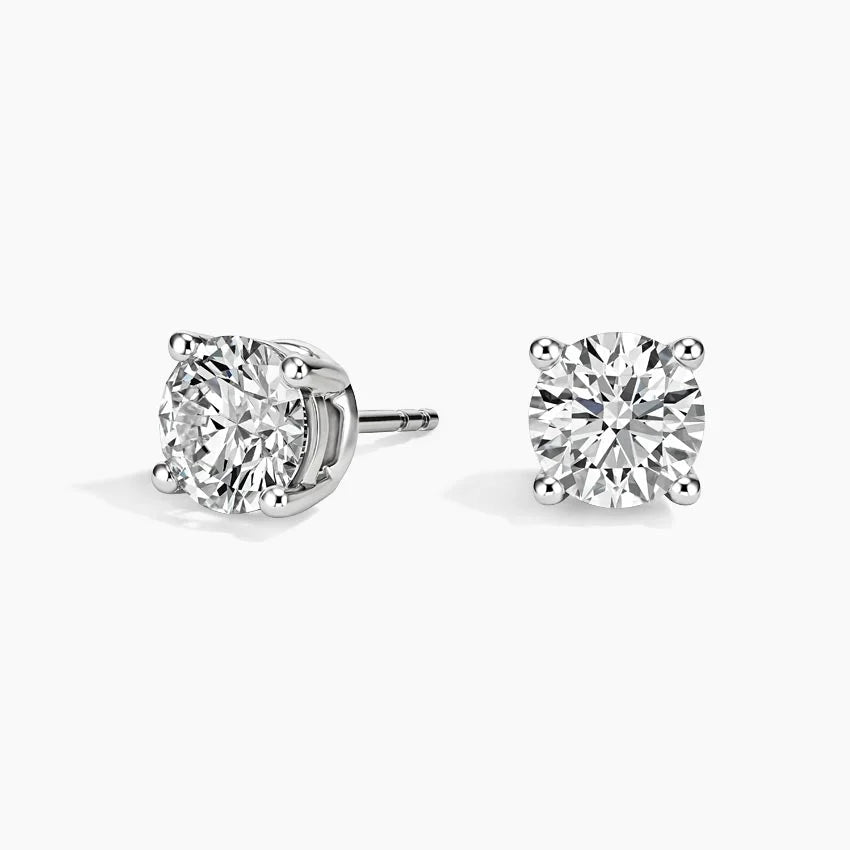 1ctw Lab Diamond Stud Earrings | Round Cut | IGI Certified VS DEF | 10K White Gold