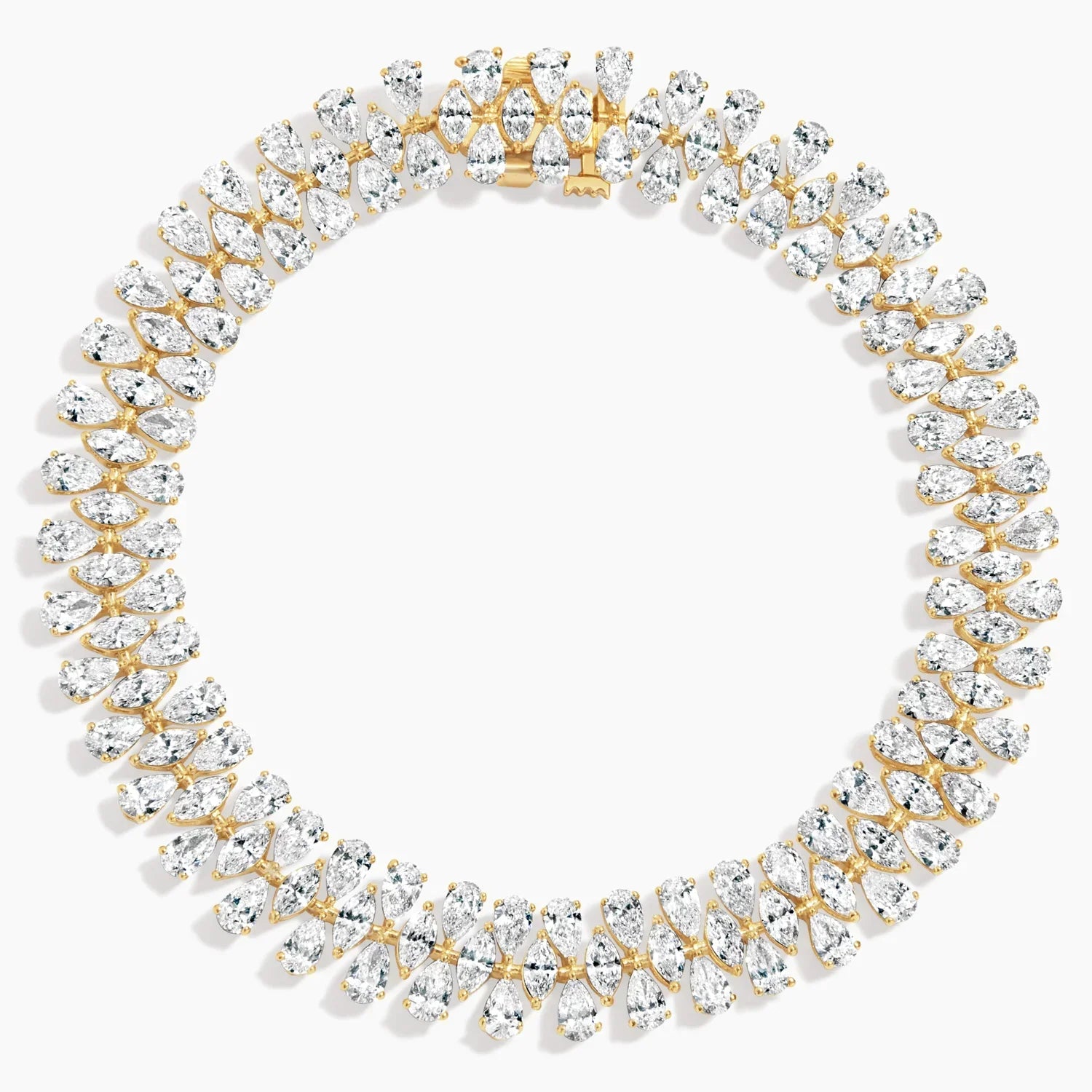 9.33ct Lab Diamond Tennis Bracelet | Three Row Pear Cut | IGI Certified VS+ DEF | 10K Yellow Gold
