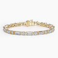 5ct Lab Diamond Tennis Bracelet | Baguette & Round Cut | IGI Certified VS | 10K Yellow Gold | 7 Inch