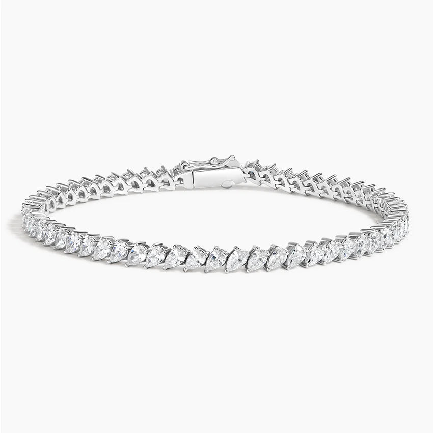 5ct Lab Diamond Tennis Bracelet | Pear Cut | IGI Certified VS | 10K White Gold | 7 Inch
