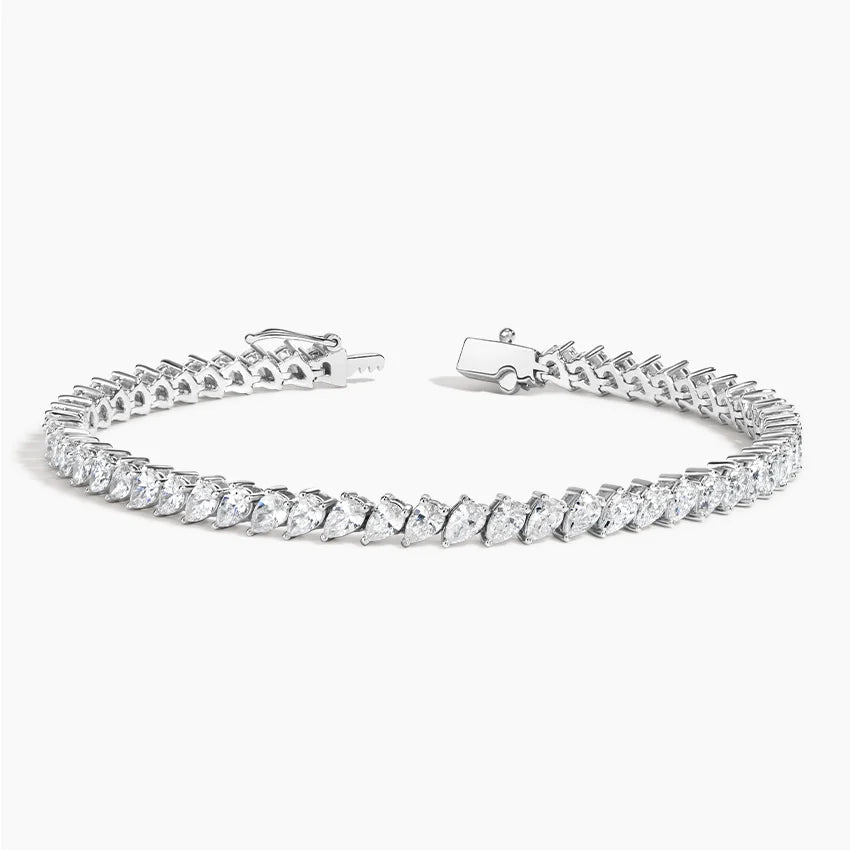 5ct Lab Diamond Tennis Bracelet | Pear Cut | IGI Certified VS | 10K White Gold | 7 Inch