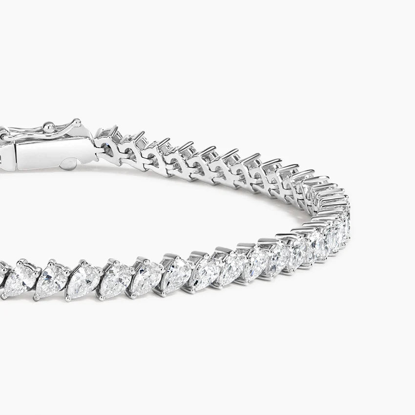 5ct Lab Diamond Tennis Bracelet | Pear Cut | IGI Certified VS | 10K White Gold | 7 Inch