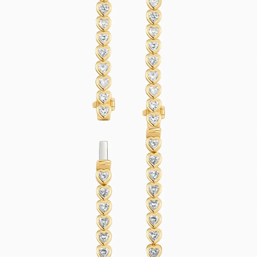 5ct Lab Diamond Tennis Bracelet | Heart Cut | IGI Certified VS | 14K White Gold | 7 Inch