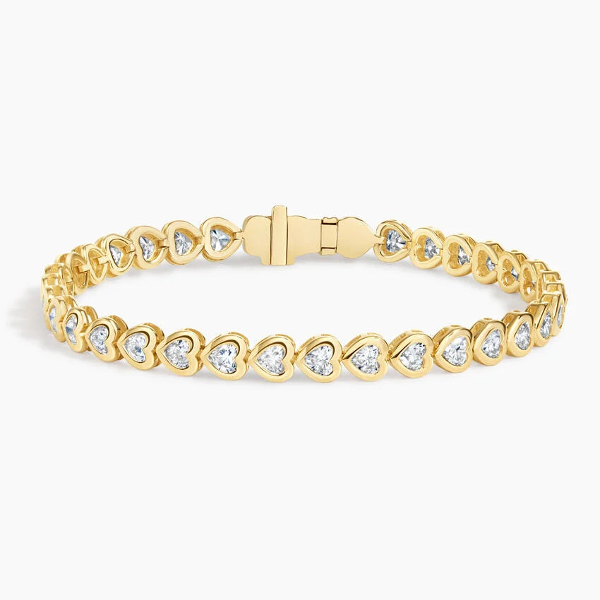 5ct Lab Diamond Tennis Bracelet | Heart Cut | IGI Certified VS | 14K White Gold | 7 Inch
