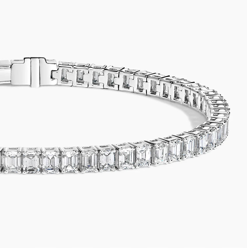 5ct Lab Diamond Tennis Bracelet | Emerald Cut | IGI Certified VS | 10K White Gold | 7 Inch