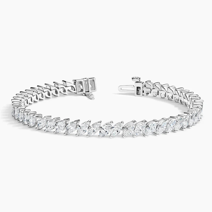 5ct Lab Diamond Tennis Bracelet | Marquise Cut | IGI Certified VS | 10K White Gold | 7 Inch