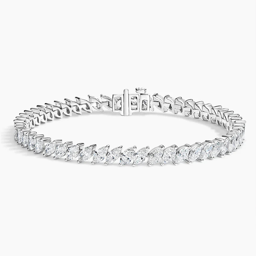 5ct Lab Diamond Tennis Bracelet | Marquise Cut | IGI Certified VS | 10K White Gold | 7 Inch