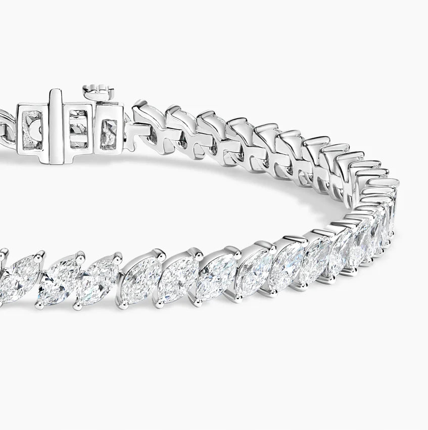 5ct Lab Diamond Tennis Bracelet | Marquise Cut | IGI Certified VS | 10K White Gold | 7 Inch