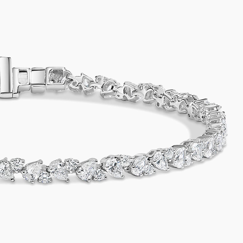 5ct Lab Diamond Tennis Bracelet | Round & Pear Cut | IGI Certified VS | 10K White Gold | 7 Inch