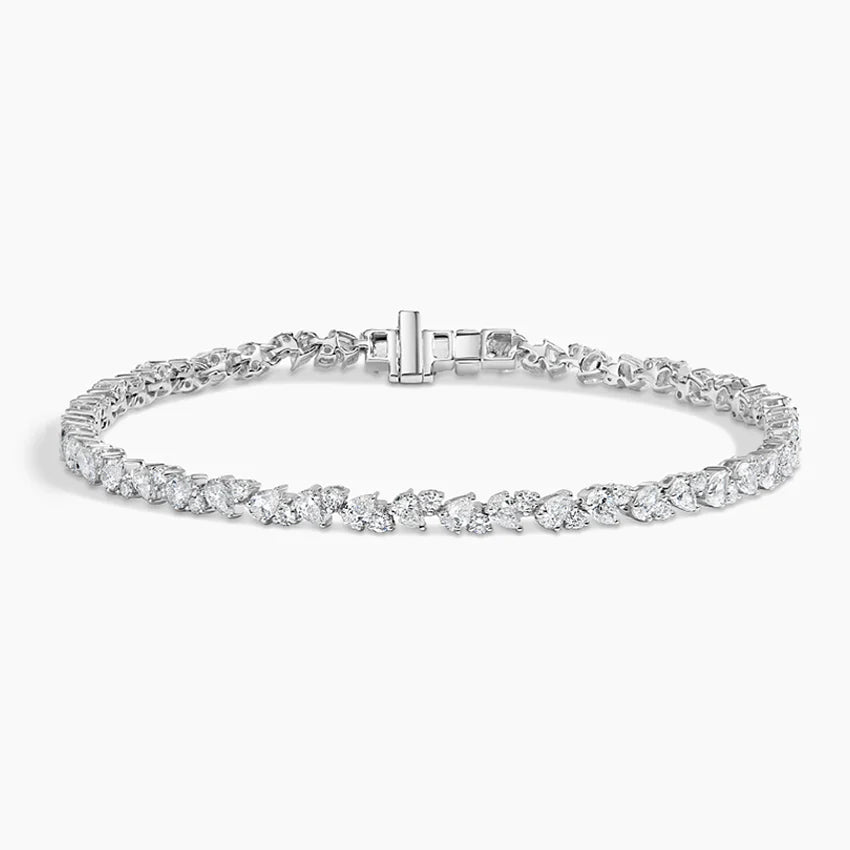 5ct Lab Diamond Tennis Bracelet | Round & Pear Cut | IGI Certified VS | 10K White Gold | 7 Inch