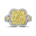1.75ct Canary Yellow Lab Diamond Cluster Ring | 10K White Gold