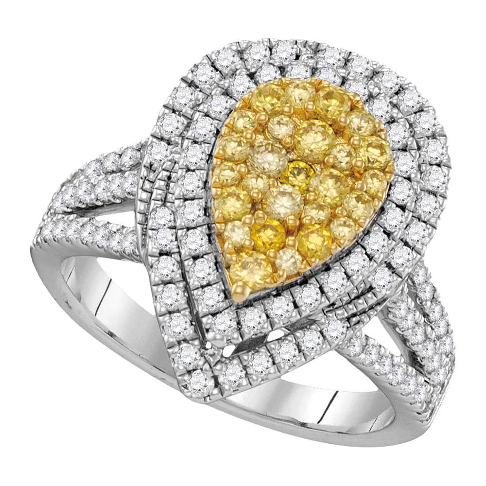 1.2ct Lab Grown Yellow Diamond Fashion Ring | 10K White Gold