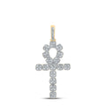 1.25ct lab diamond hip ankh pendant in 10K yellow gold