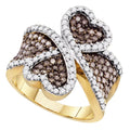 1.5ct Cognac Lab Diamond Heart Ring | 10K Yellow Gold