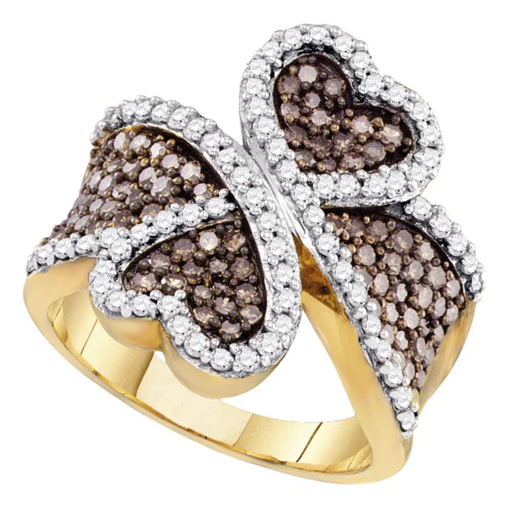 1.5ct Cognac Lab Diamond Heart Ring | 10K Yellow Gold