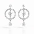 8ct Lab Diamond Halo Circle Drop Earrings | IGI Certified DEF VS+ | 10K White Gold