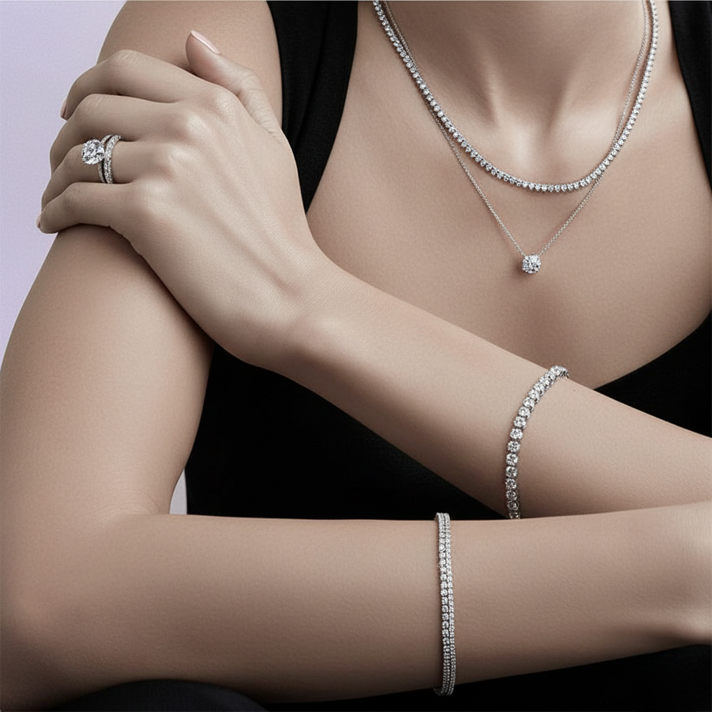 5ct Lab Diamond Tennis Bracelet | Round Brilliant | IGI Certified VS+ DEF | 10K White Gold