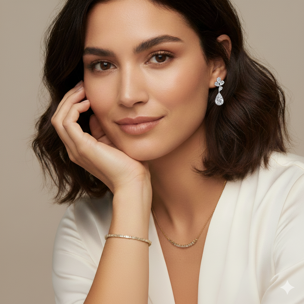 9.6ct Lab Diamond Earrings | Pear Drop Cluster | IGI Certified DEF VS+ | 10K White Gold