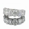 4.9ct Lab Diamond Ring | Oval & Emerald Half Eternity | IGI Certified VS1 E | 10K White Gold