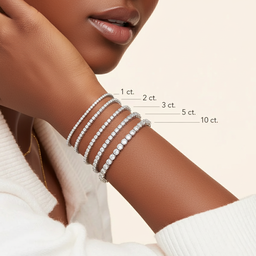 5ct Lab Diamond Tennis Bracelet | Baguette & Round Cut | IGI Certified VS | 10K Yellow Gold | 7 Inch