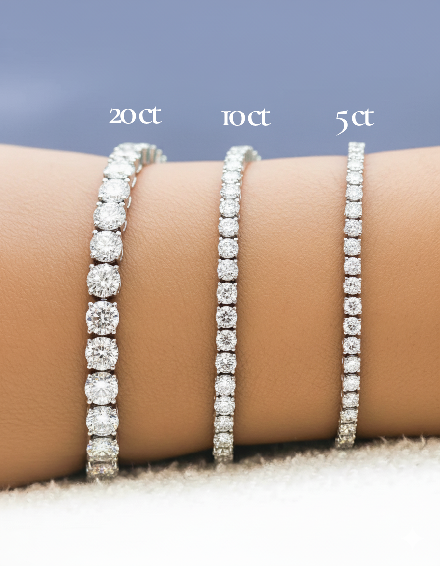 5ct Lab Diamond Tennis Bracelet | Round Brilliant | IGI Certified VS+ DEF | 10K White Gold