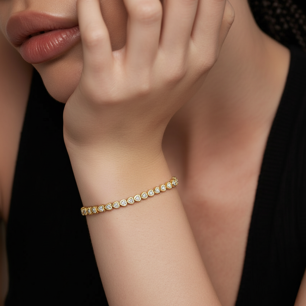 5ct Lab Diamond Tennis Bracelet | Heart Cut | IGI Certified VS | 14K White Gold | 7 Inch