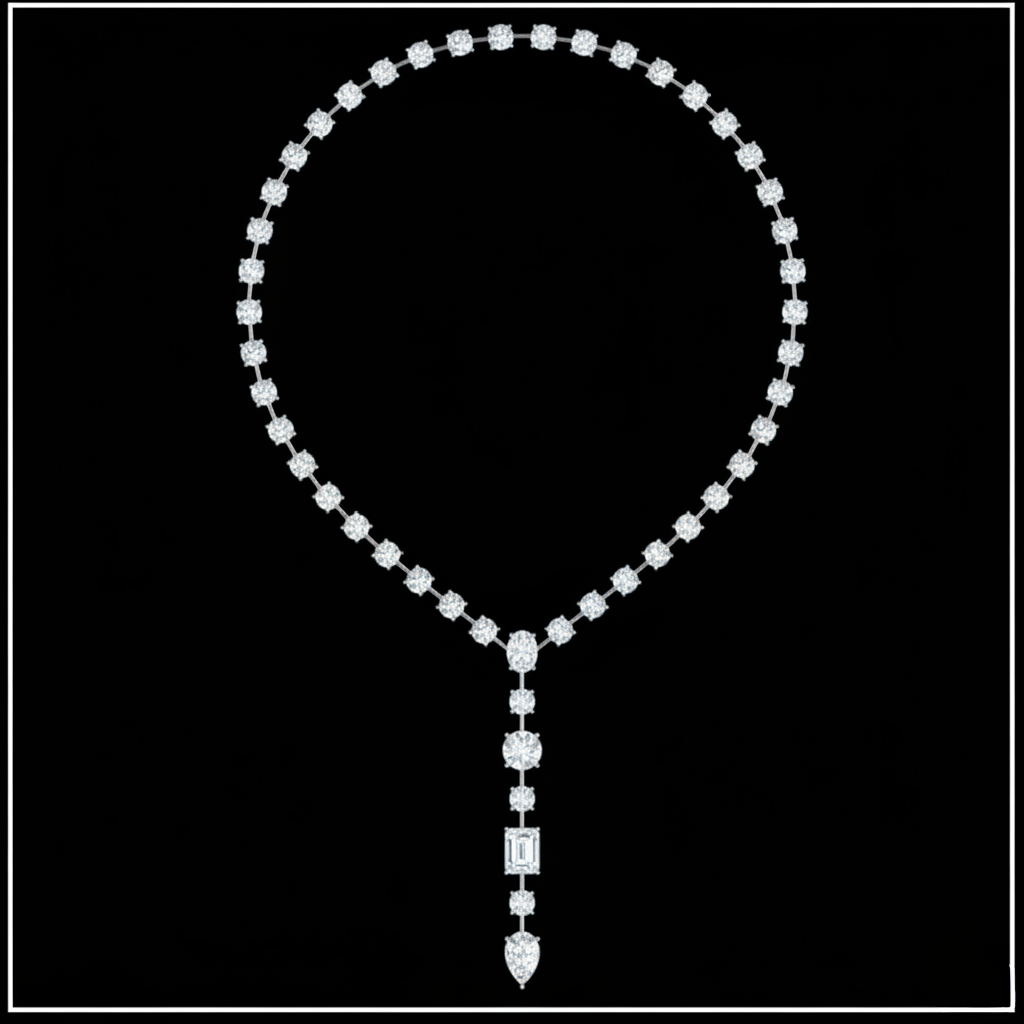 45ct Lab Diamond Necklace | Y Drop Lariat | IGI Certified DEF VS+ | 10K White Gold