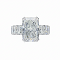 4ct Cushion Cut Diamond Ring with Emerald Side Stones | 10K Gold