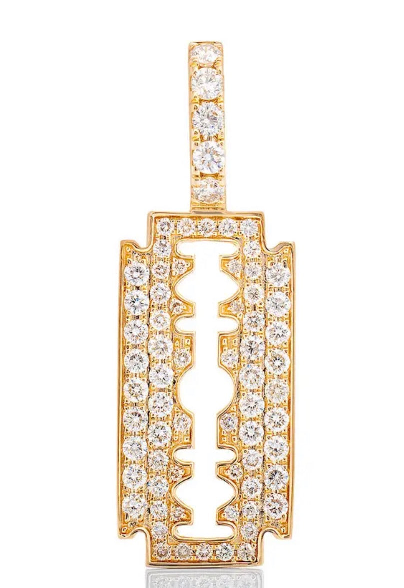1 ctw Lab Diamond Razor Blade Pendant | IGI Certified VS | 10K Yellow Gold
