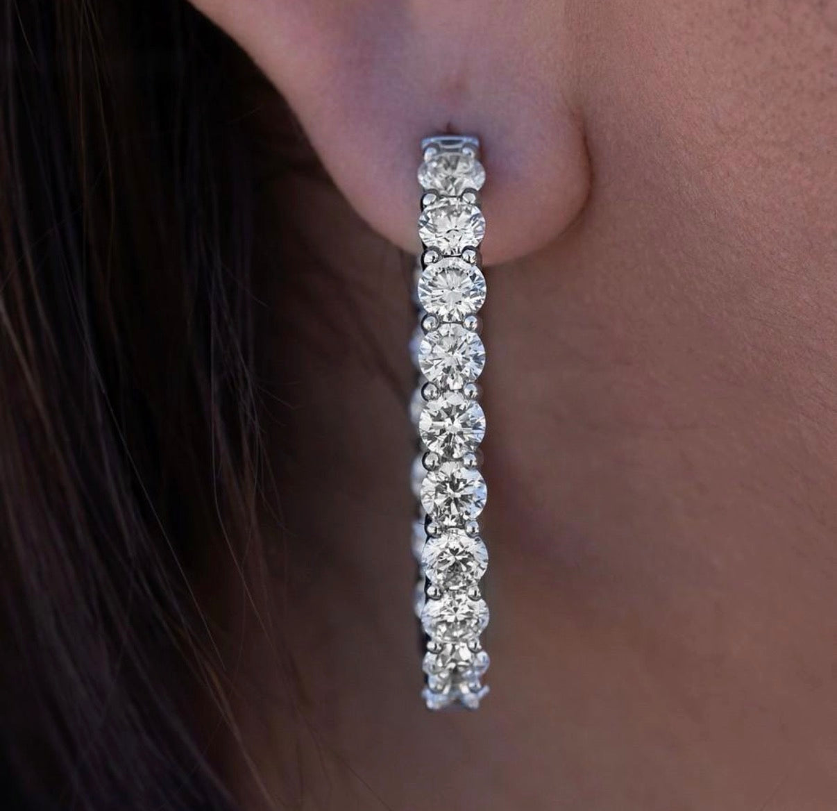 2ctw Lab Diamond Hoop Earrings | Oval Cut | IGI Certified VS+ | 10K White Gold